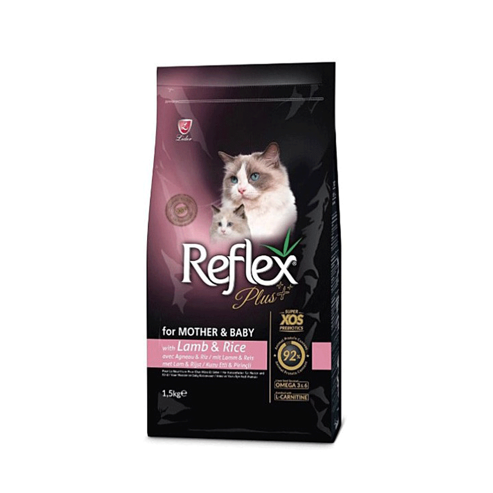غذای خشک گربه رفلکس پلاس مادر اند بیبی reflex plus mother & baby lamb & rice