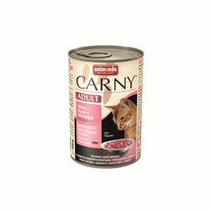 کنسرو گربه کارنی گوساله و بوقلمون و میگو CARNY 800G