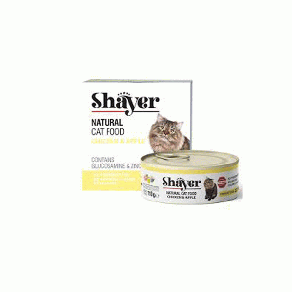 کنسرو گربه شایر نچرال مرغ و سیب shayer 110g