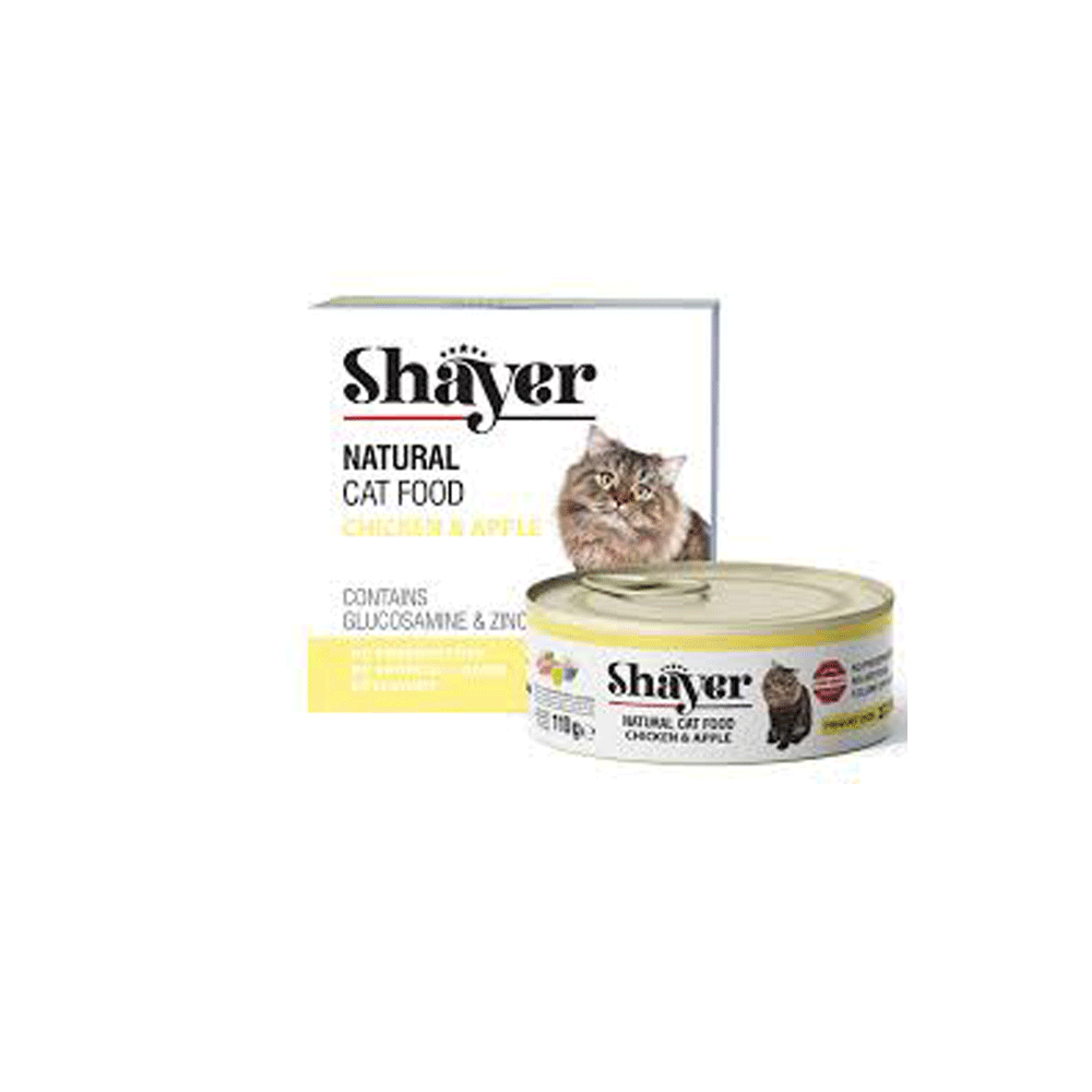 کنسرو گربه شایر نچرال مرغ و سیب shayer 110g