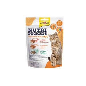 تشویقی کرانچی جیم کت میکس گوشت و ماهی و کت نیپ gim cat nutri 150g