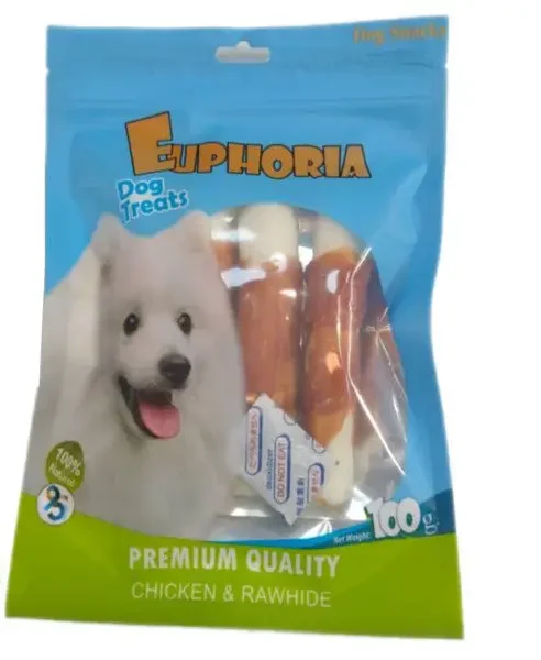 تشویقی سگ ایفوریا مدل میله ای فلورایدی با دورپیچ مرغ euphoria