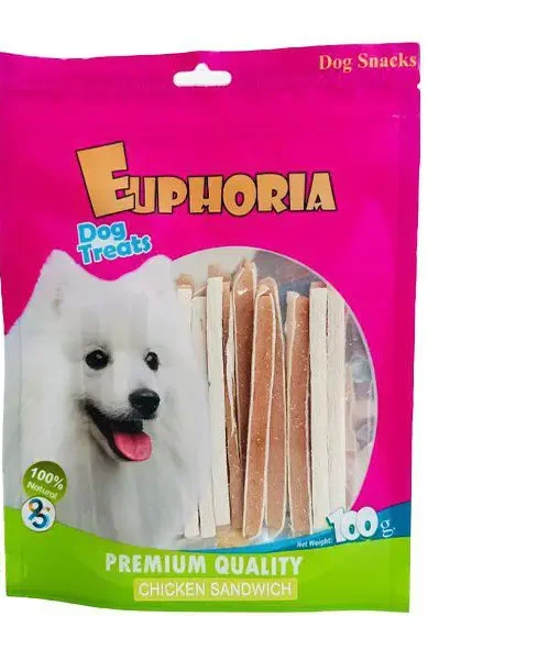 تشویقی سگ ایفوریا مدل ساندویچی با طعم مرغ euphoria